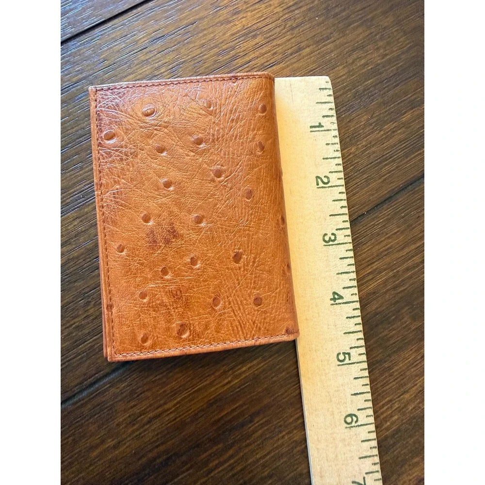 Stafford Executive Mens Trifold Wallet Tan Brown Ostrich Embossed Leather New